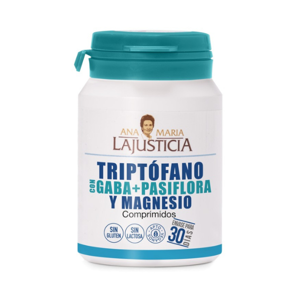 Triptófano con Gaba, Pasiflora y Magnesio - 60 Comprimidos para 30 Días