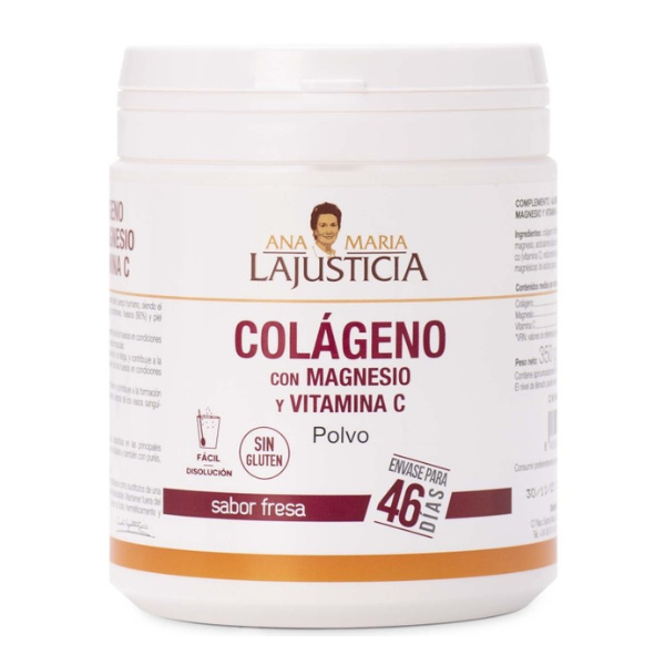 Colágeno con magnesio y vitamina C, polvo de fresa 350 g