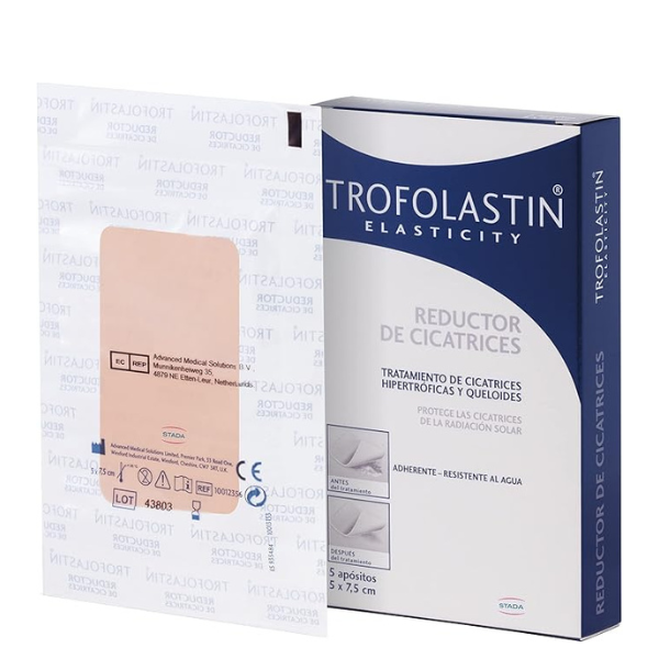 Parches reductores de cicatrices de Trofolastin (5 x 7,5 cm) - Paquete de 5